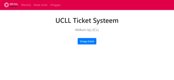 Startpagina van UCLL Ticket Systeem